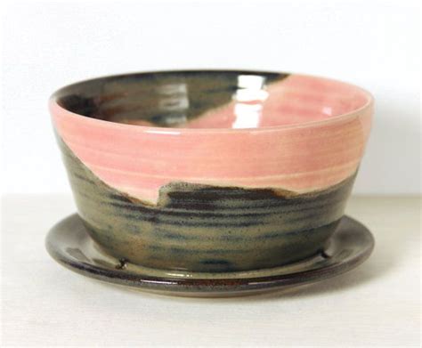 Ceramic Planter With Attached Plate Bubblegum Pink And Etsy Ceramic