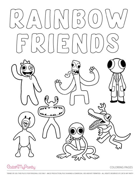 Free Rainbow Friends Party Printables Coloring Pages Coloring