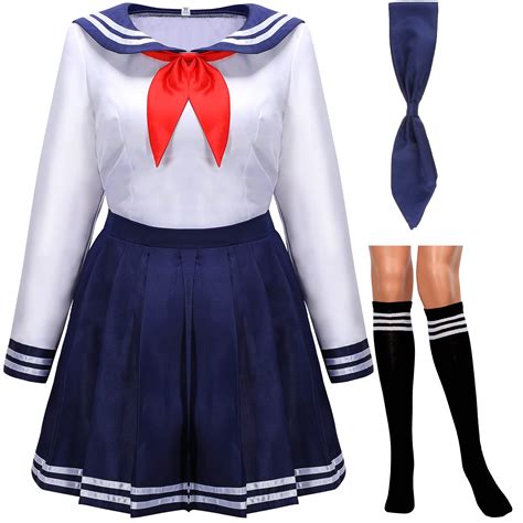 Buy Heentan Japanese School Girls Uniform Sailor Navy Costume Blue