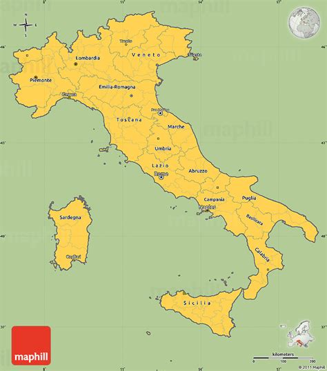 Savanna Style Simple Map Of Italy Cropped Outside