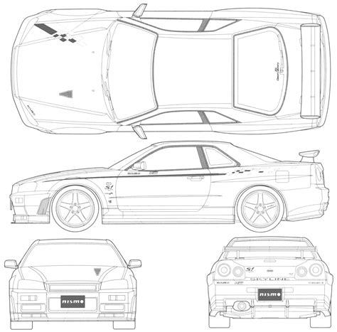 See more ideas about jdm cars, jdm, car. Nissan Skyline R34 GT-R blueprint | Projetos de carros ...
