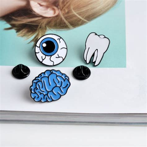 Cartoon Body Organ Eye Brain Tooth Brooches Enamel Pin Badge Tooth