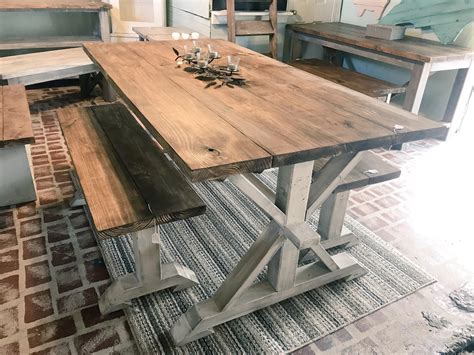 We did not find results for: Rustic Pedestal Farmhouse Table With Benches Provincial ...