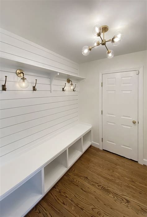 Shiplap Coat Room With Accent Lighting Windsorone