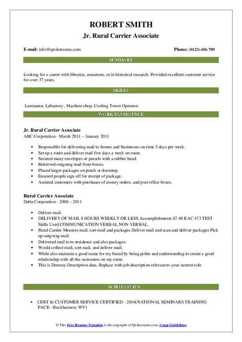 Here is a template you can use to help write your own sales professional summary: Rural Carrier Associate Resume Samples | QwikResume