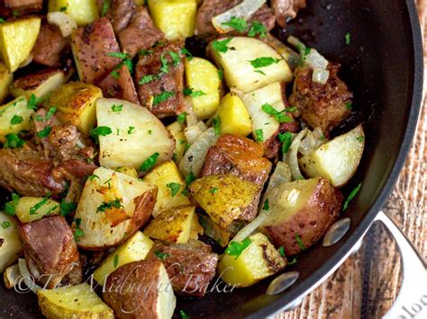 Heat to form a gravy, additional milk may be added if gravy is too thick. One-Skillet Roasted Steak & Potatoes - The Midnight Baker