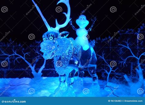 Ice Sculpture Of The Cartoon Frozen Editorial Stock Photo Image Of