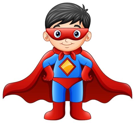 Cartoon Superhero Boy Premium Vector