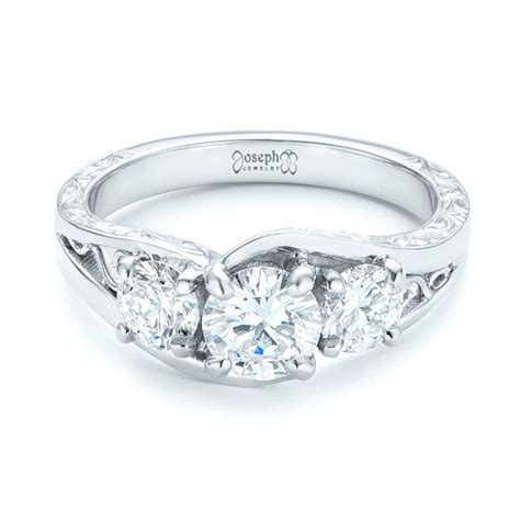 Platinum Custom Three Stone Diamond Engagement Ring