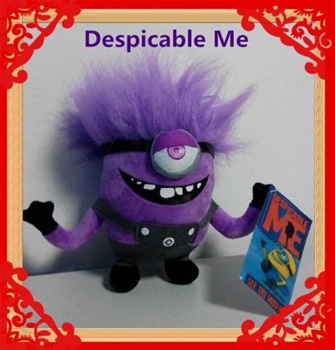5pcs free shipping 2014 new jumbo despicable me 2 purple evil minion one eye plush doll 7 5