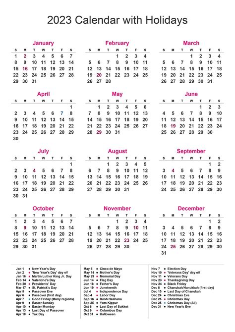 Kalender 2023 Met Feestdagen Premium Vector