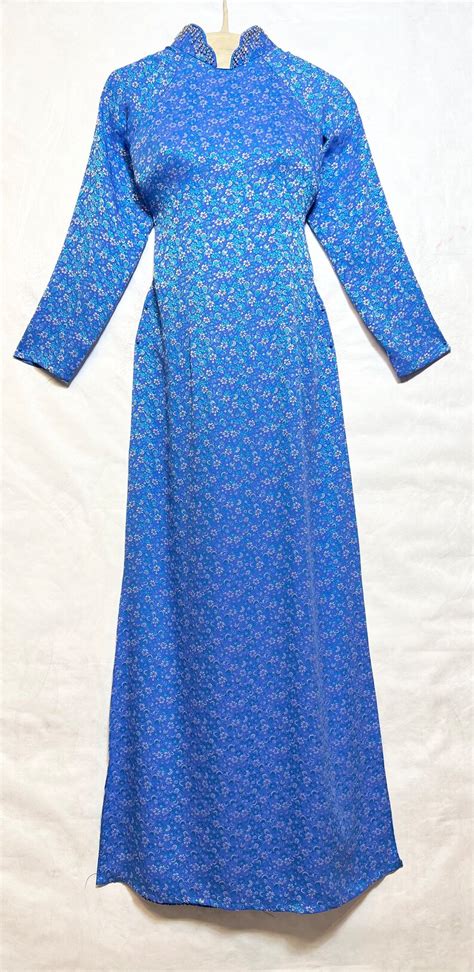 Ao Dai Tet Ao Dai Gam Thai Tuan Mềm Rũ Dài áo 150cm Xanh Etsy