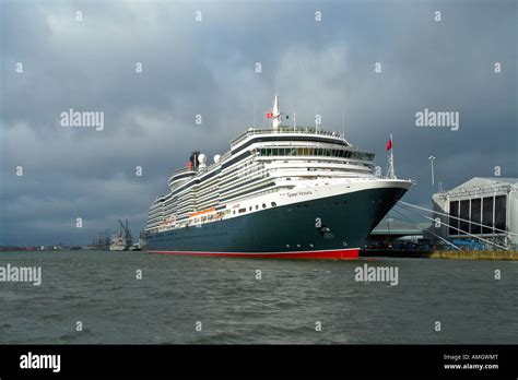 Queen Victoria At Berth 101 In Southampton Harbour Viewed From