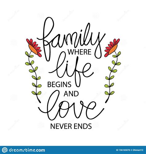 Anonymous > quotes > quotable quote. Family Where Life Begins And Love Never Ends. Stock Illustration - Illustration of element, love ...