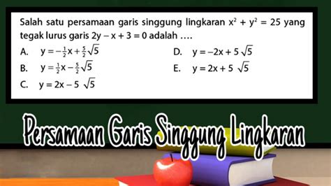 Persamaan Garis Singgung Lingkaran Yang Tegak Lurus Lembar Edu