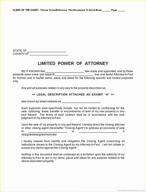 Special Power Of Attorney Template Free Of Form Special Power Attorney