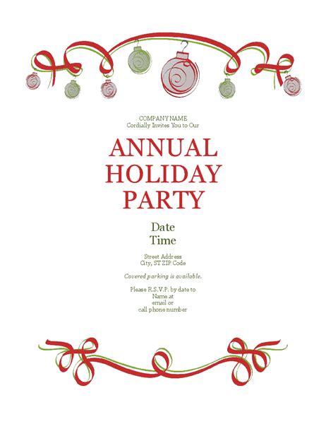 holiday party invitation  ornaments  red rib christmas party