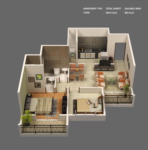 50 Two 2 Bedroom Apartmenthouse Plans Architecture And Design