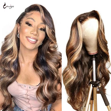 Uwigs 250 Density Lace Wig Body Wave Lace Front Wig 4 27 Highlight Wig