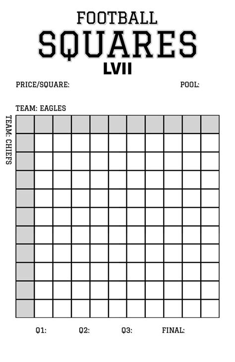Football Squares Super Bowl Pool Squares 2024 Super Bowl Squares