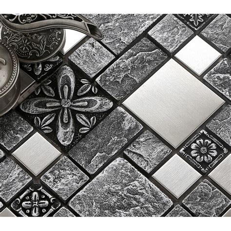 However, mosaic tiles also make for fantastic border tiles; Brushed stainless steel backsplash mosaic tile designs ...