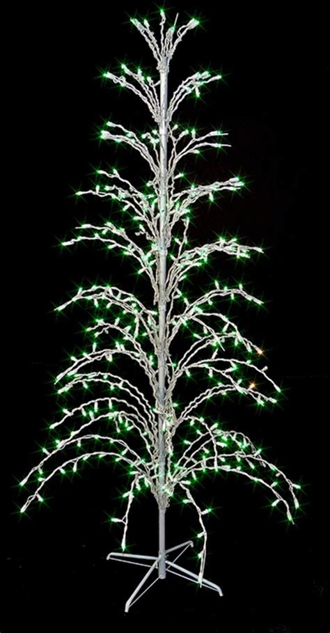 6 Green Lighted Christmas Cascade Twig Tree Outdoor Yard Art