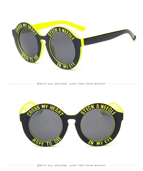 Fashion Round English Letters Sunglasses Women Custom Logo Sun Glasses