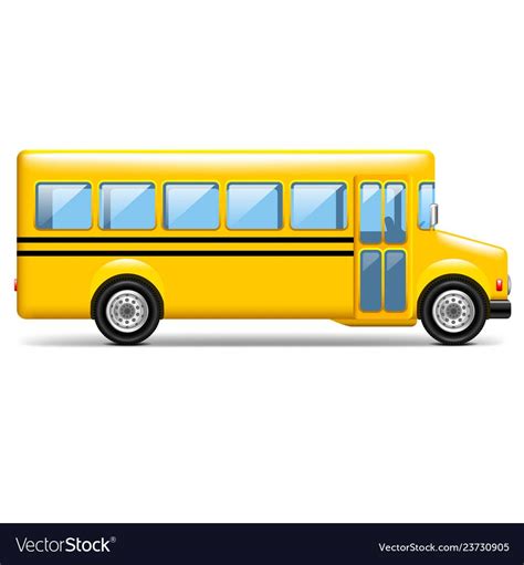 Yellow School Bus Profile Isolated On White Vector Image Yellow