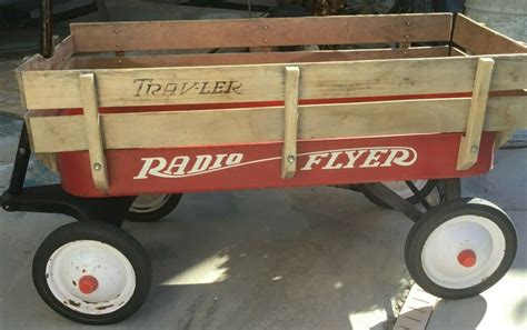 Classic 1980s Radio Flyer Traveler Red Wagon Original Wood Slats Low