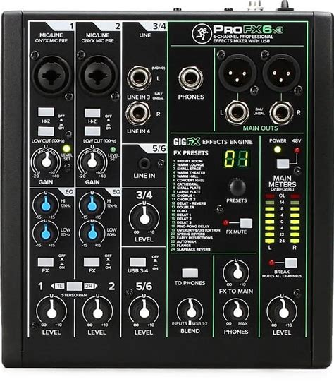 Mackie 6 Channel Professional Effects Mixer With Usb Profx6v3 Reverb