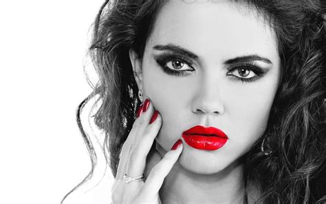 Black And White Red Lips Girl Check More At
