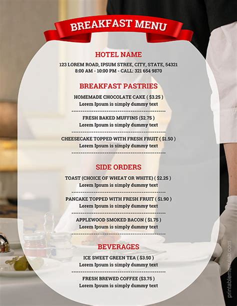 Download Ms Word Hotel Breakfast Menu Format Free Printable Menu