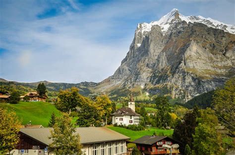 The Eiger Looming Over Grindelwald Stock Photo Image Of Railway