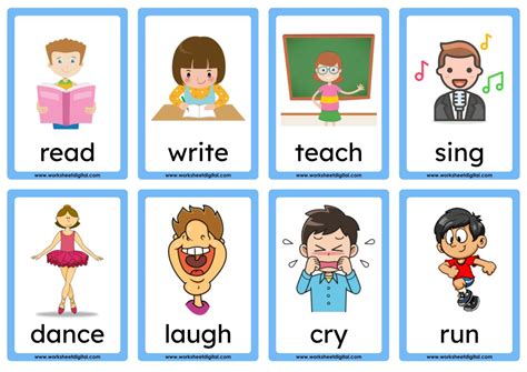 Flashcards Action Verbs Worksheet Digital