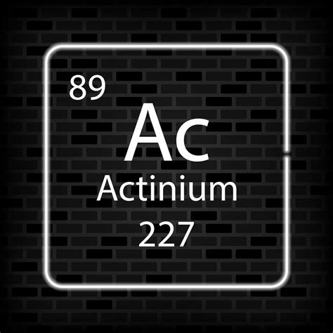 Actinium Neon Symbol Chemical Element Of The Periodic Table Vector