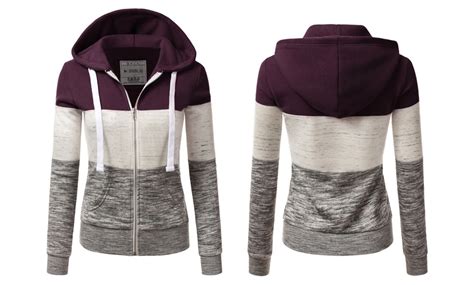 Doublju Juniors Zip Up Hoodie Colorblock Sweatshirt Groupon