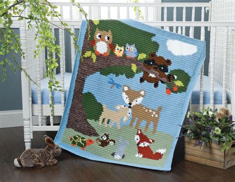 Our custom blankets are available in three soft and warm styles and several sizes. Woodland Friends Blanket in 2020 | Baby blanket animals ...