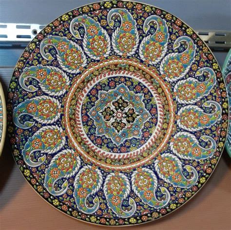 Decorative Persian Mina Enamel Ceramic Plate Pottery Art Persian