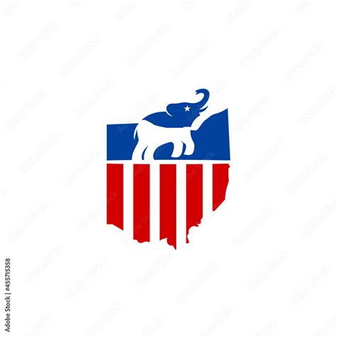 Republican Party Logo Elephant Icon And Ohio Map Symbol Vector