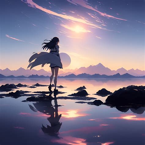 1080x1080 Anime Girl Walking On Water Hd Ai Art 1080x1080 Resolution Wallpaper Hd Anime 4k