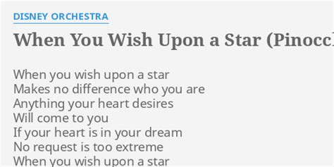 When You Wish Upon A Star Pinocchio Lyrics By Disney Orchestra
