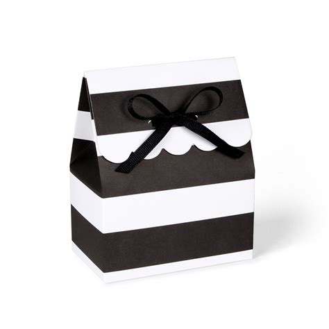 Black square favor boxes product details: Black and White Stripe Favor Boxes | Striped favor boxes, Black favors, Wedding favor boxes elegant