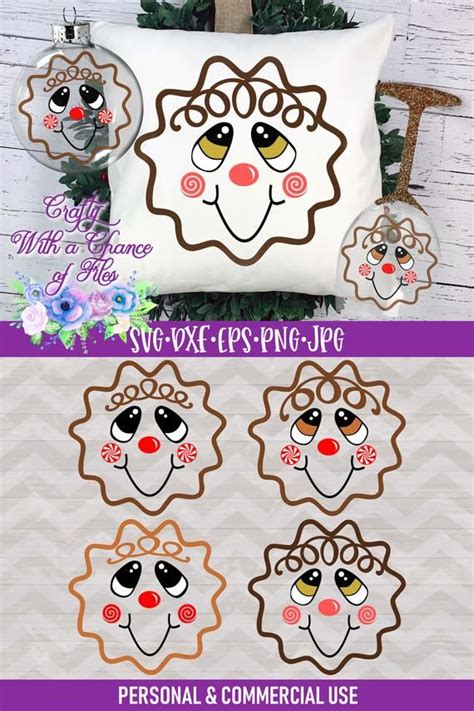 Download free svg cut files for cricut & silhouette cameo machines. Gingerbread Man Face SVG - Christmas Ornament/Bauble ...