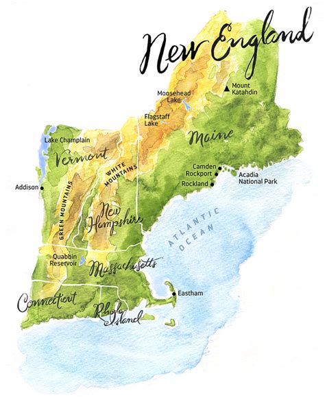 New England National Park Map Islands With Names