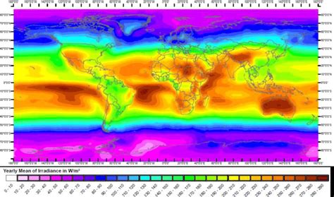 Global Map Of Average Solar Radiation 1990 2004 Reprinted With