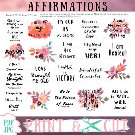 Scripture Affirmations Bible Journaling Floral Stickers Christian Art