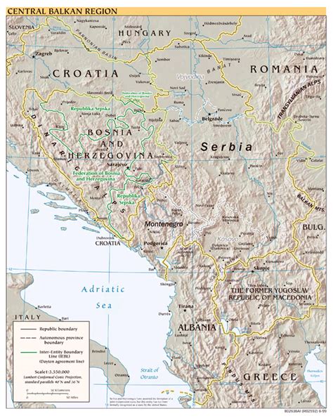 Large scale political map of Central Balkan Region with ...