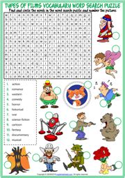 Knowing the different types of words, like verbs and adverbs, nouns, adjectives and connectives, can improve your writing. Types of Films ESL Vocabulary Worksheets