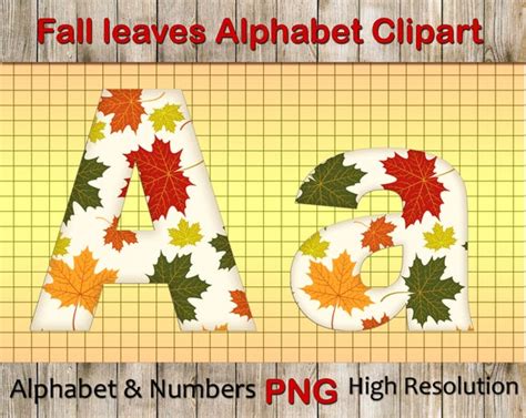 Autumn Alphabet Clipart Fall Leaves Alphabet Clip Art Maple Etsy