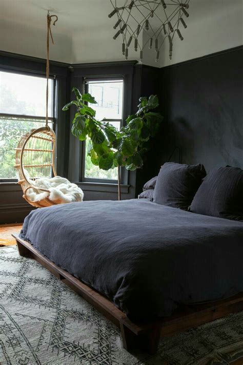 Midnight Bohemian Minimalist Bedroom Black Walls Bedroom Dark Home